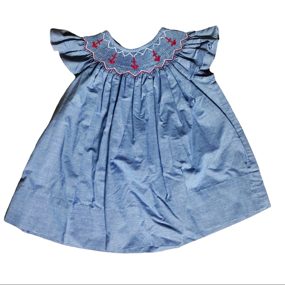 Red White and Blue Smocked Nautical Dress